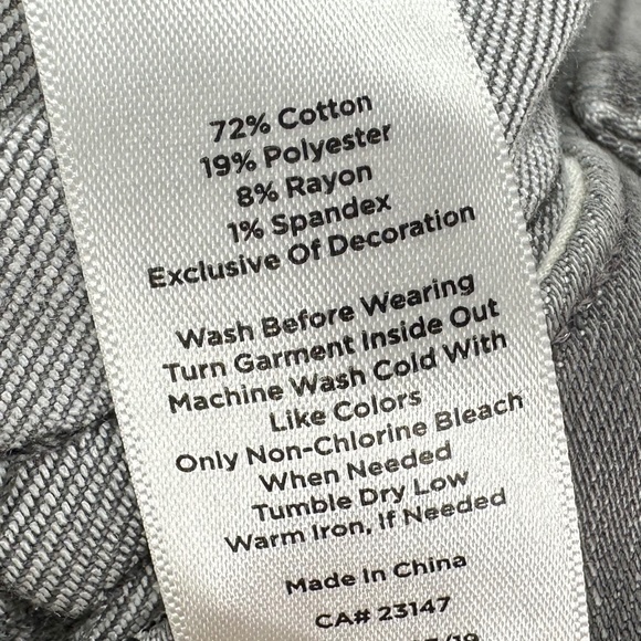 Talbots Skinny Leg Jeans Women Size 8 Gray Stretch High-Rise‎ Folded Hem Detail - Picture 4 of 5